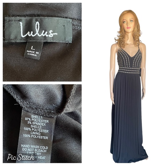 New! Lulus Lulu's Glamorous Gala Black Embroidered Maxi Dress Size L - Picture 1 of 15